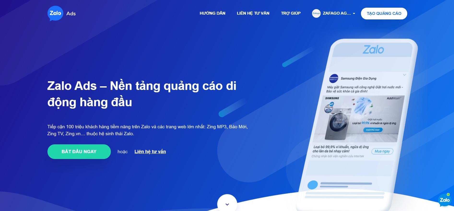 Zalo nền tảng quảng cáo di động hàng đầu