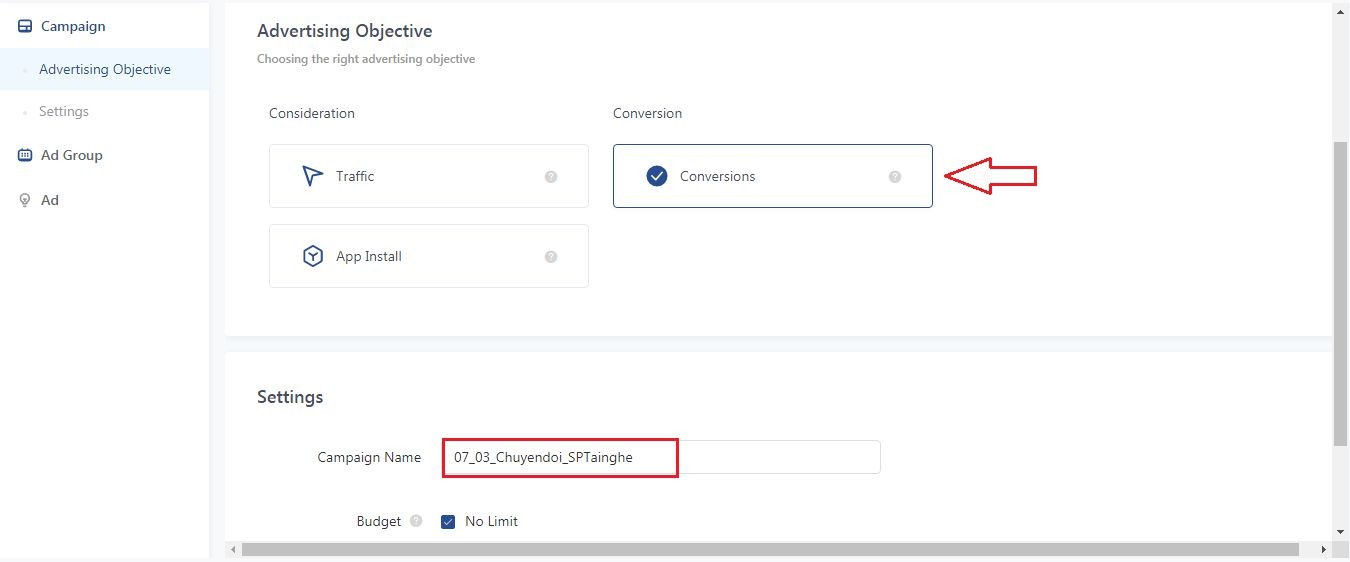 Đặt tên chiến dịch tiktok ads