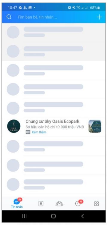 Quảng cáo inbox ads hiển thị ngay trong phần danh sách tin nhắn