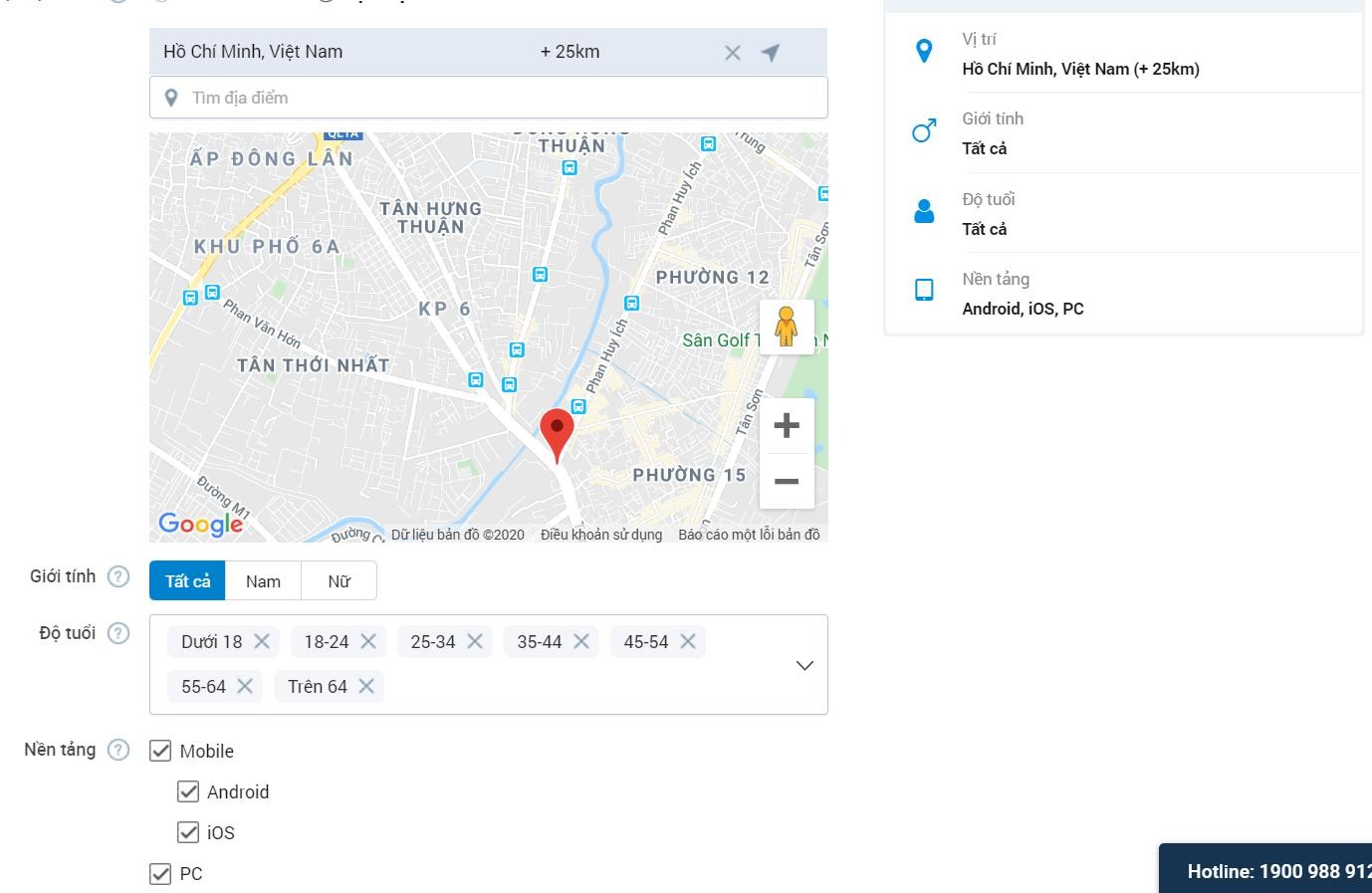 Lựa chọn đối tượng quảng cáo