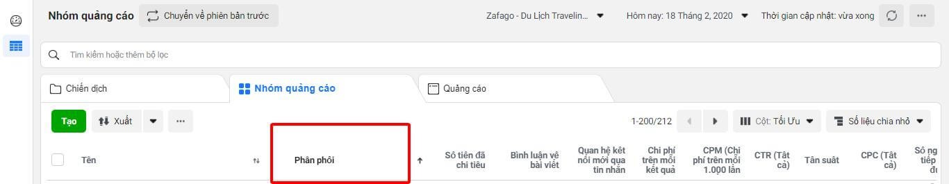 chiến dịch quảng cáo Facebook