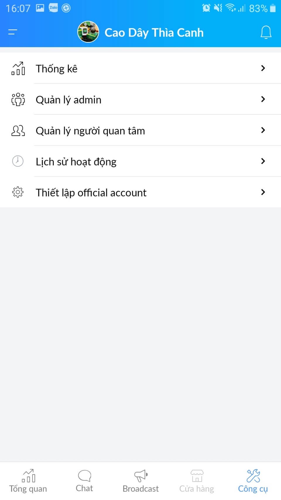 quản lý người dùng oa zalo