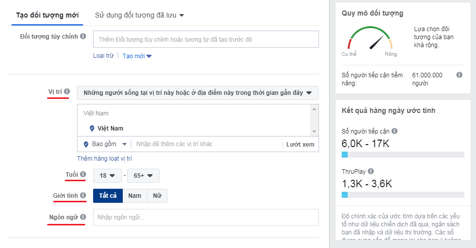 Tạo nhóm quảng cáo video trên Facebook