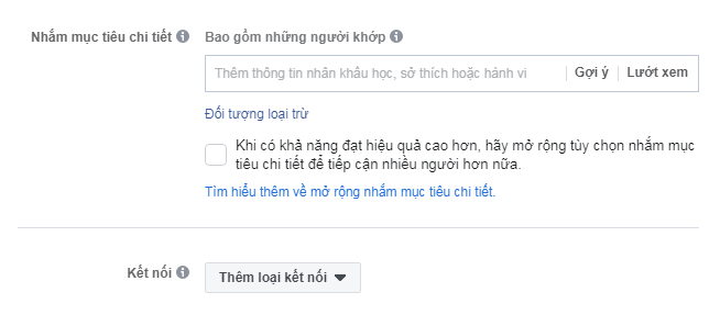 Có thể chọn nhắm mục tiêu theo sở thích khi tạo chiến dịch quảng cáo video trên Facebook