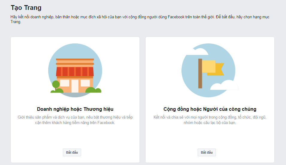 Cách lập Fanpage Facebook để quảng cáo hiệu quả phải có loại hình