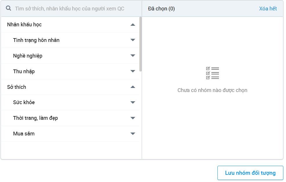 Nhắm mục tiêu sở thích đối tượng quảng cáo