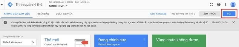 Gắn mã GTM vào hệ thống