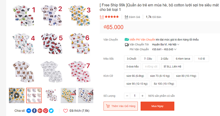 Kết quả sản phẩm sau khi đã được phân loại hàng hóa rõ ràng