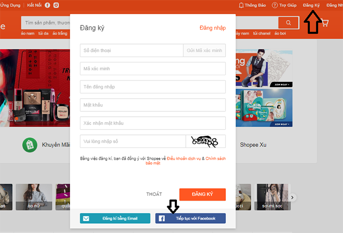 Đăng ký tài khoản làm gian hàng tại Shopee