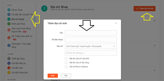 Thêm địa chỉ cho shop bán hàng