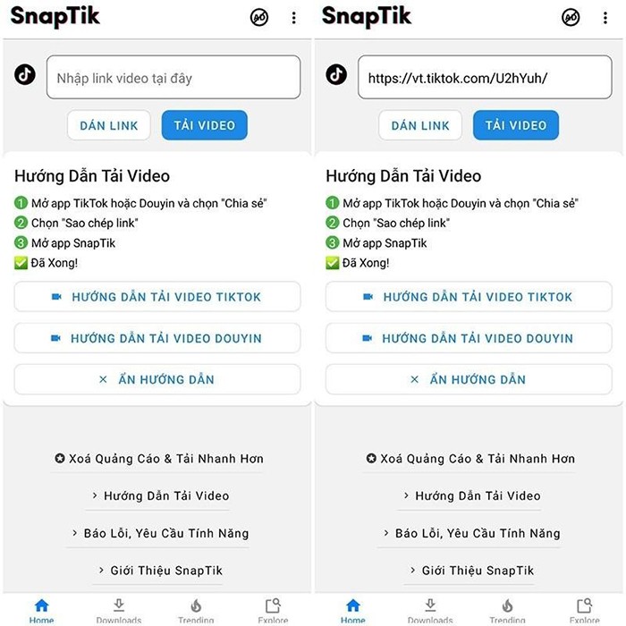 Ứng dụng SnapTik tải video Tiktok khá hiệu quả