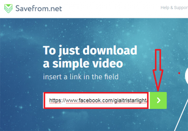 Nhập link của video muốn tải về vào phần trắng Just insert a link