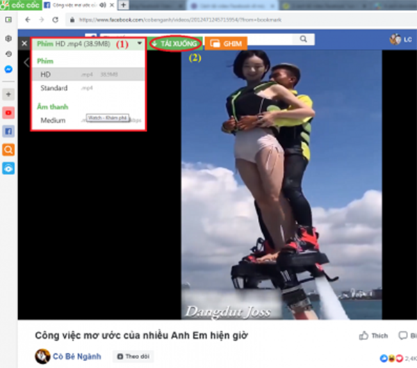Nhấn vào phần Tải Xuống ở đầu Video