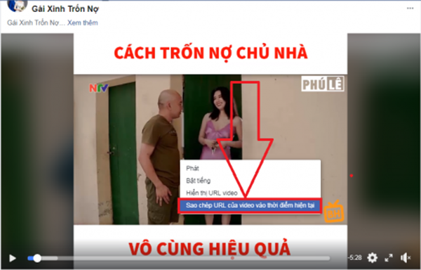 Sao chép URL của video đang muốn tải về