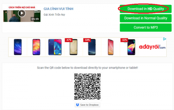 Lựa chọn phần Download HD về máy của mình