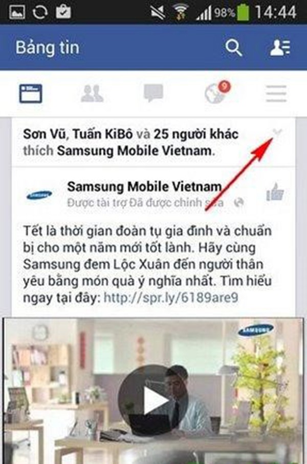 Tại phần News Feed, bạn nhấn vào nút trực tiếp