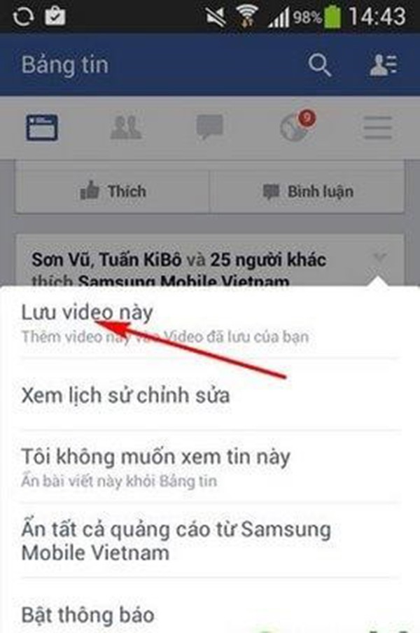 Chọn phần lưu video này về