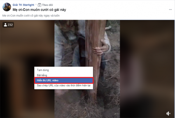 Hiển thị URL video muốn tải về