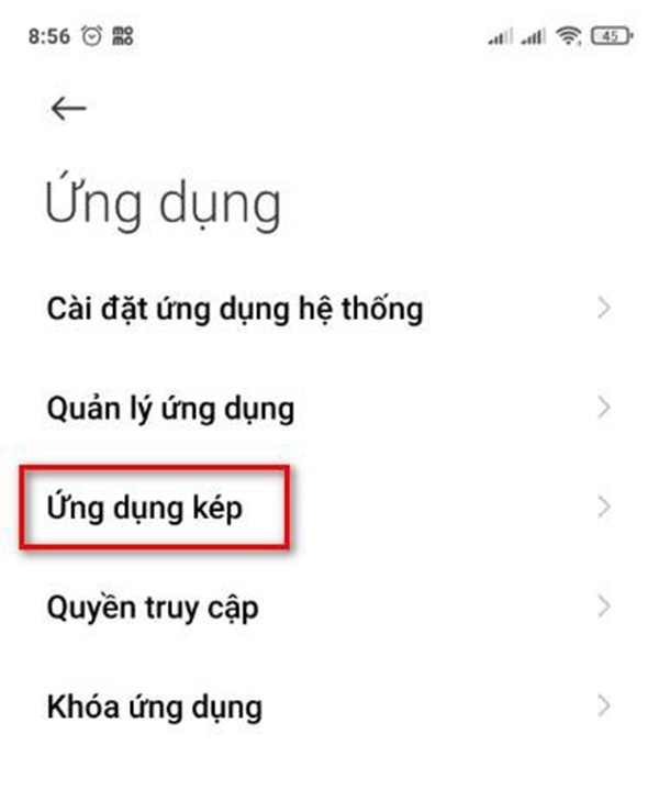 Lựa chọn ứng dụng kép