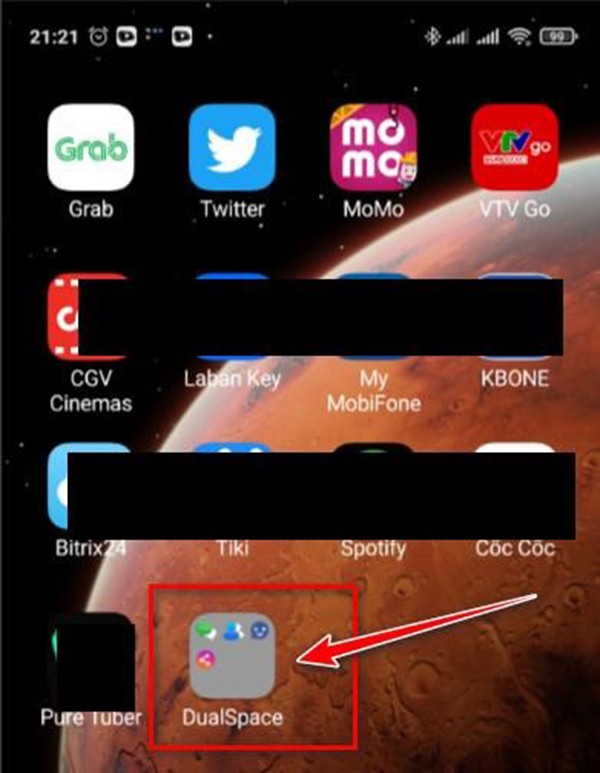 Mở biểu tượng DualSpace