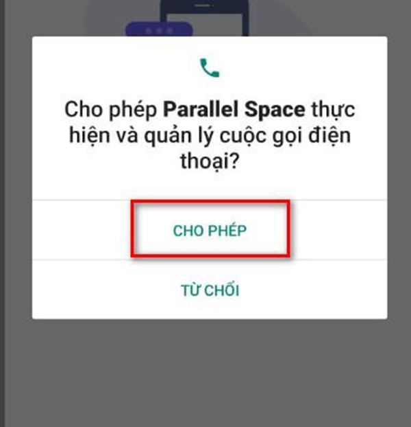 Lựa chọn mục Cho Phép