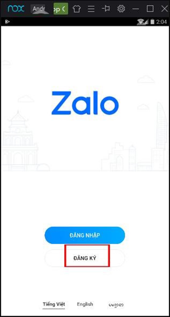 Nhấn chuột trực tiếp vào mục Đăng Ký để tạo tài khoản Zalo