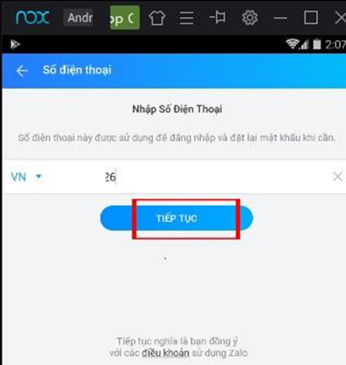 Khi đã có đầy đủ số điện thoại cá nhân, nhập Tiếp tục.