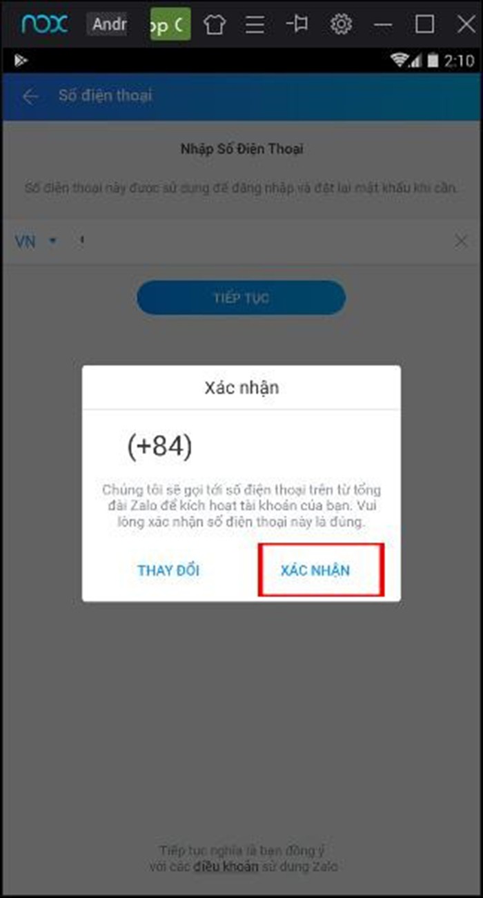 Yêu cầu xác nhận số điện thoại
