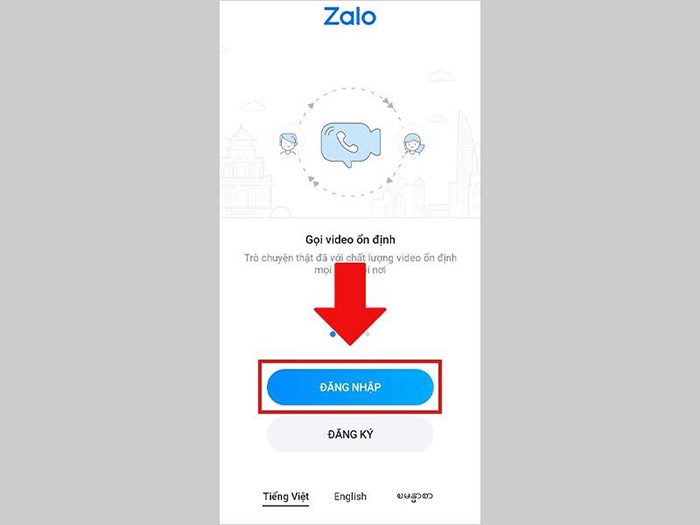 Mở ứng dụng Zalo và nhận vào mục Đăng Nhập.