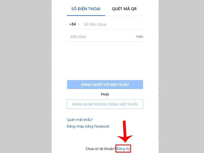 Truy cập ngay vào ứng dụng Zalo vừa được tải về và lựa chọn Đăng ký