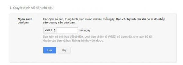 Thiết lập ra ngân sách về chiến dịch quảng cáo