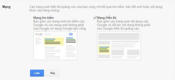Lựa chọn về mạng lưới quảng cáo