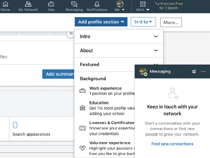 Tạo ra CV trực tuyến tại LinkedIn