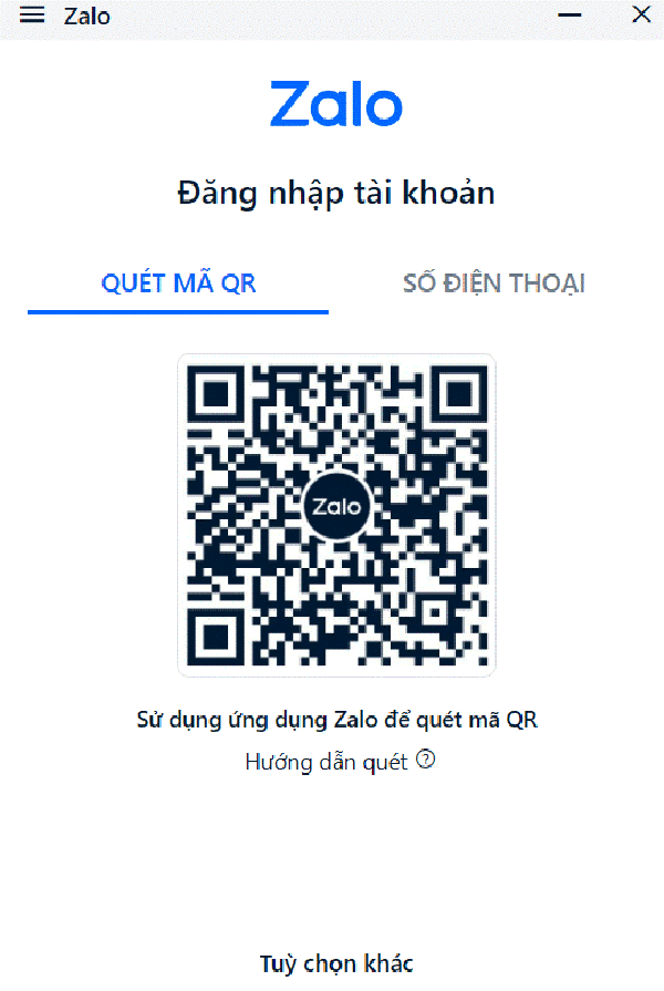 Đăng nhập tài khoản zalo qua mã quét
