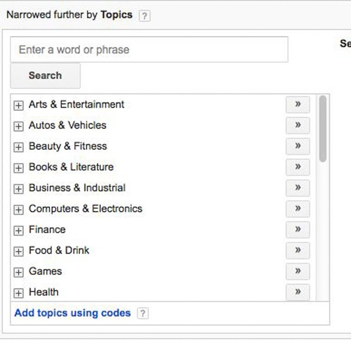 Hàng ngàn các Subcategory có trong Topics