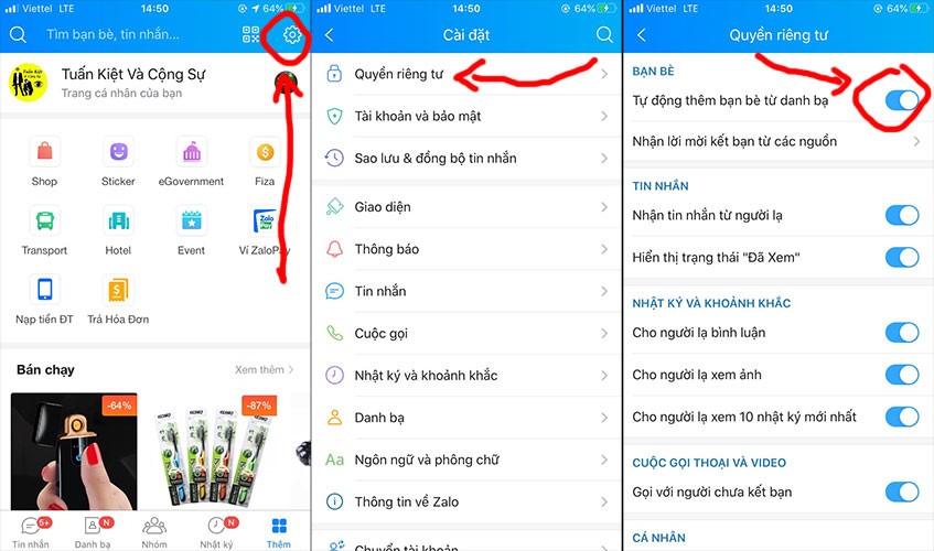cách khoá tạm thời chức năng kết bạn zalo