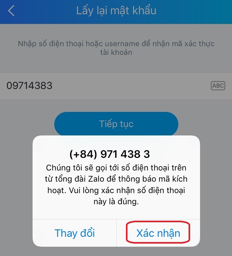 quên mật khẩu bị khoá tài khoản zalo
