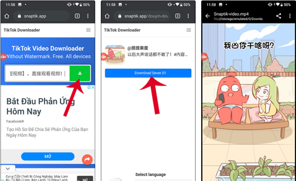 Phương pháp tải qua link snaptik