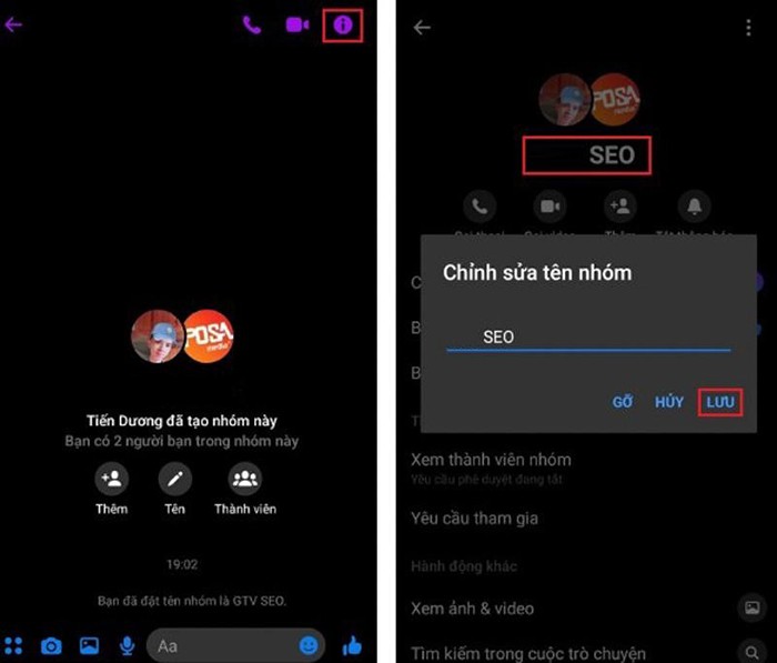 Tính năng đổi tên nhóm