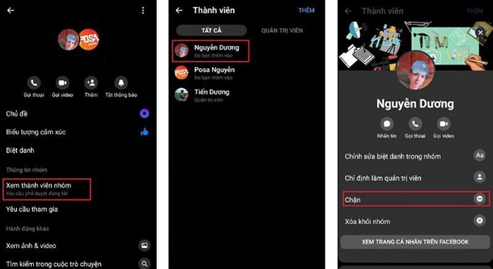 Tính năng trong việc chặn thành viên trong nhóm