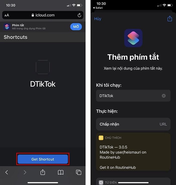 Thêm phím tắt Tải Tik Tok