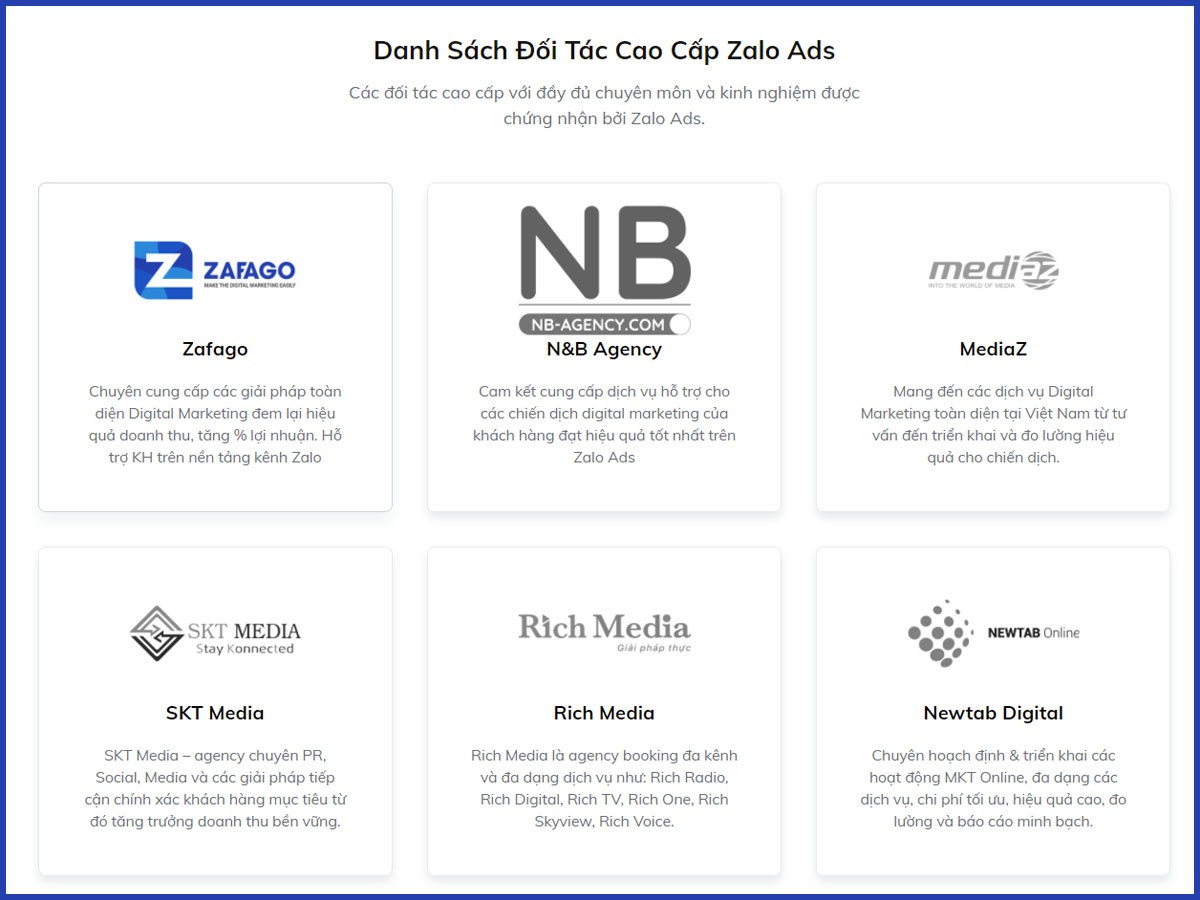 Zafago đối tác cao cấp của Zalo Ads